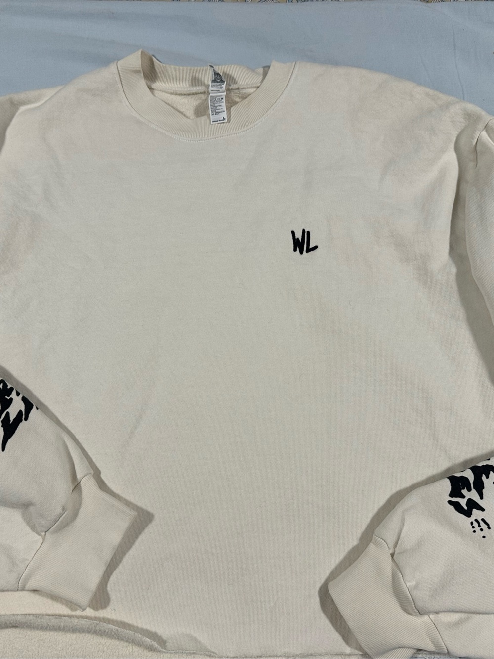 Cream Crewneck Sweater with Black WL Accent